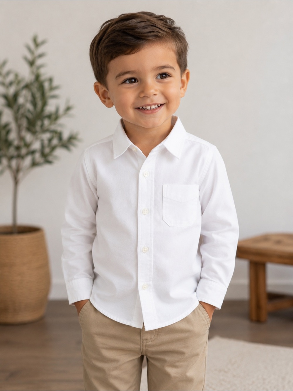 BOYS 2T Classic White Button-Down Shirt- Preloved